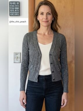 🩶NWT Banana Republic Gray Heather V-Neck Cardigan with Pockets - Size XS🩶